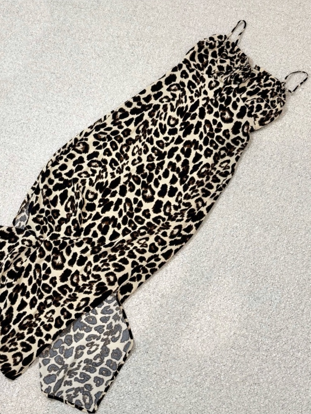 Monteau Cream and Brown Leopard Print Maxi Dress Size S